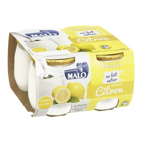 Malo yaourt sucré au lait entier citron 4x125g