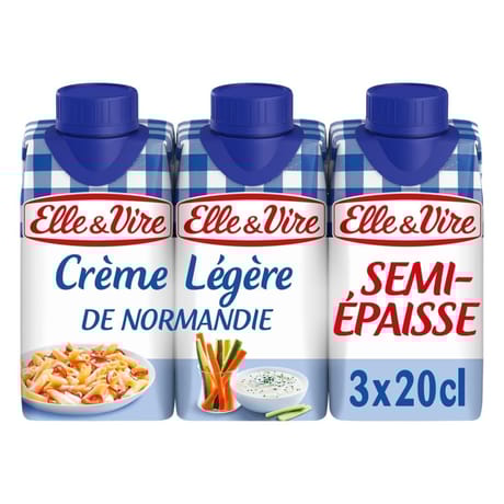 Elle & Vire crème semi-épaisse légère de Normandie 18% mg 3x20cl