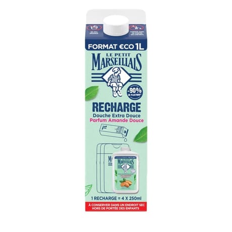 Le petit marseillais éco-recharge douche crème extra-doux lait d'amande douce 1L