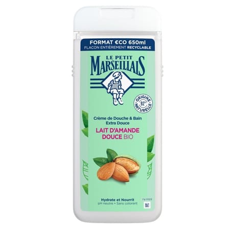 Le petit marseillais crème de douche & bain extra-douce lait d'amande douce bio 650ml