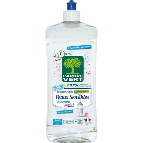 L'arbre vert vaisselle mains peaux sensibles et biberons -hypoallergénique-750ml