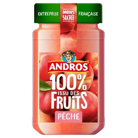 Andros confiture pêche 100% issu du fruit 250g