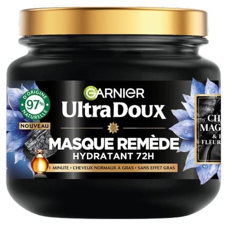 Ultra doux masque remède hydratant 72h charbon magnétique 340ml