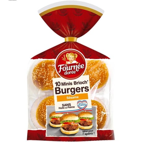 La fournée Dorée 10 mini brioch'burgers sésame 200g