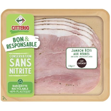 Citterio bon et responsable jambon cuit roti aux herbes 110g