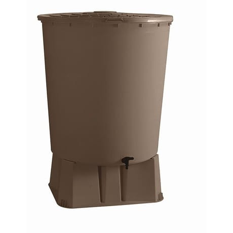 Recuperateur a eau 350 litres avec socle couvercle robinet kit taupe