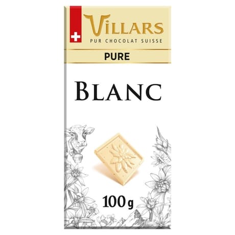 Villars tablette chocolat blanc pur 100g