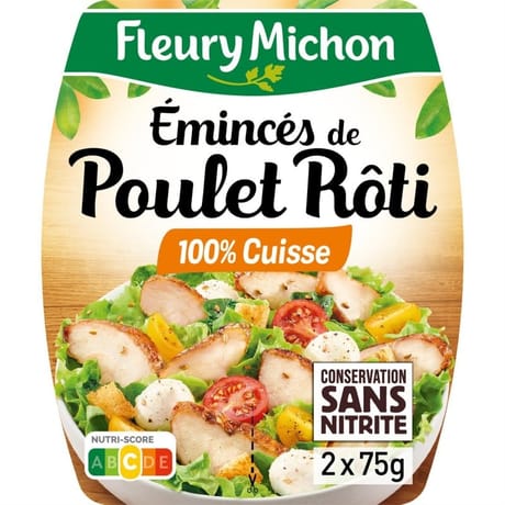 Fleury michon émincés de poulet rôti conservation sans nitrites 2x75g