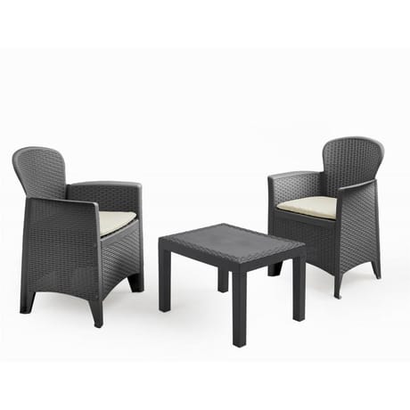Salon bas akita 2 places resine tressee coloris anthracite