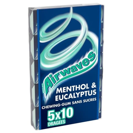 Airwaves chewing-gum sans sucres menthol eucalyptus 5x10  - 70g