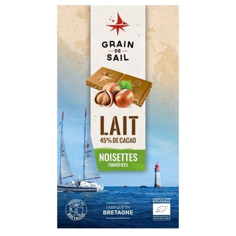 Grain de Sail Tablette chocolat lait noisettes torréfiées bio  - 100g