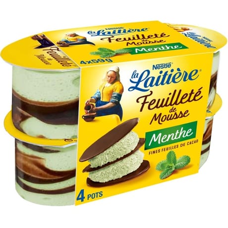 La Laitière feuilleté de mousse menthe 4x57g