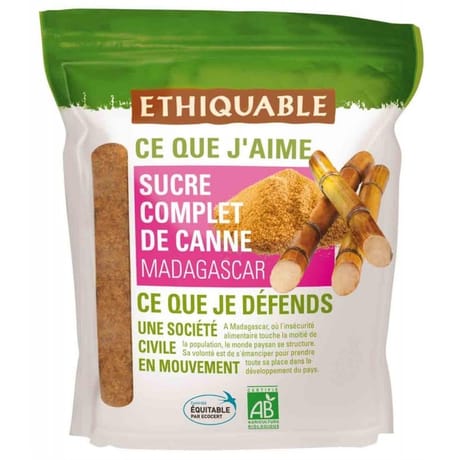 Ethiquable sucre complet de canne en poudre madagascar bio 750g