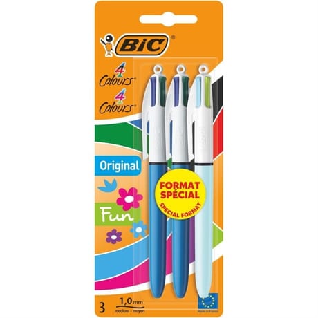 Bic stylo bille 4 couleurs médium & fashion x3 format spécial