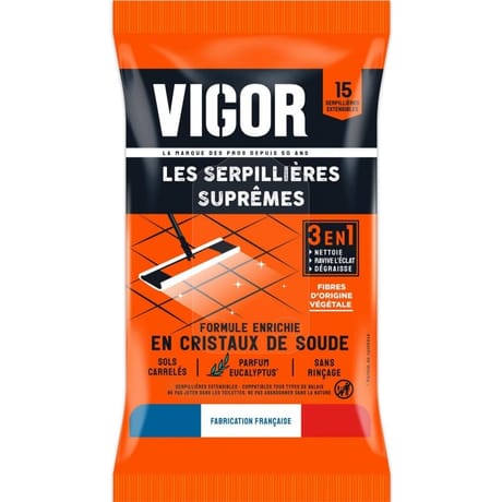 Vigor serpillières suprêmes sols carrelés 3en1 x15