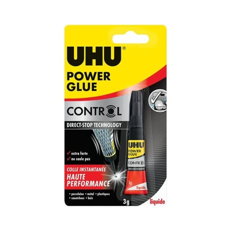 Uhu colle power glue ultra rapide control 3gr