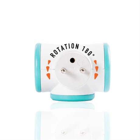 Watt&Co triplite rotative 180° turquoise - 3 ports 16 A