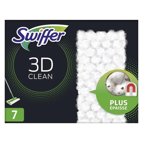 Swiffer balai attrape-poussière nettoyage 3d clean, recharges lingettes seches x7