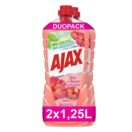 Ajax fete de fleurs nettoyant menager hibiscus 2x1.25l