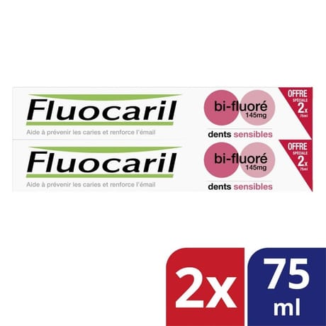 Fluocaril bi-fluore145mg dentifrice dents sensibles 2 x 75 ml