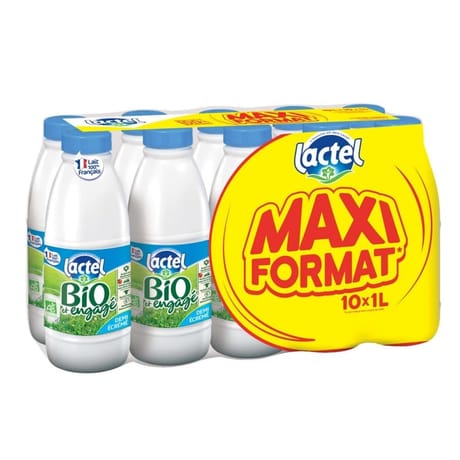 Lactel lait bio demi écrémé uht bouteille 10x11 maxi format