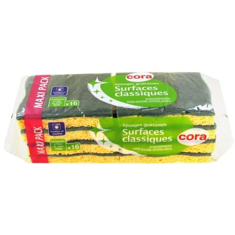 Cora éponges grattantes surfaces classiques x16 maxi pack