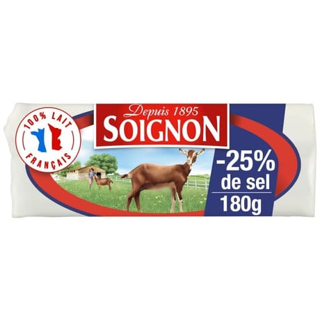 Soignon bûche de chèvre à teneur réduite en sel de 25% - 180 g