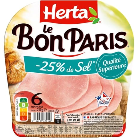 Herta le bon paris -25% de sel 6 tranches 210g