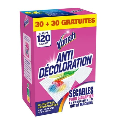 Vanish lingette anti-transfert de couleurs 30+30 gratuites