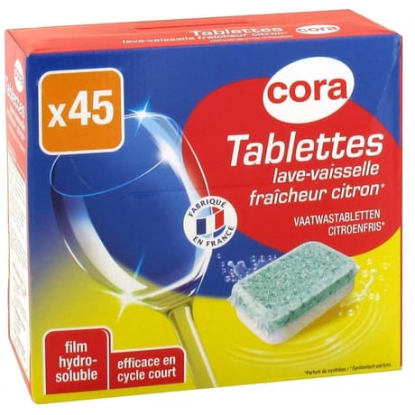 Cora tablettes lave vaisselle classique citron x45