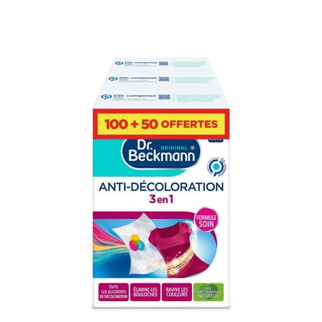 Dr beckmann lingettes anti-décoloration 3en1 lot 100+50 offertes