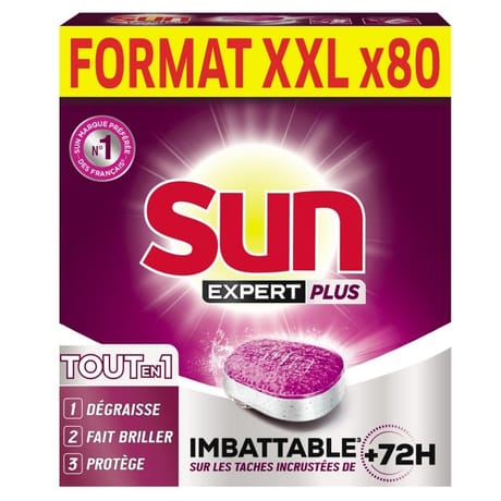 Sun tablettes lave-vaisselle tout en 1 expert plus x80