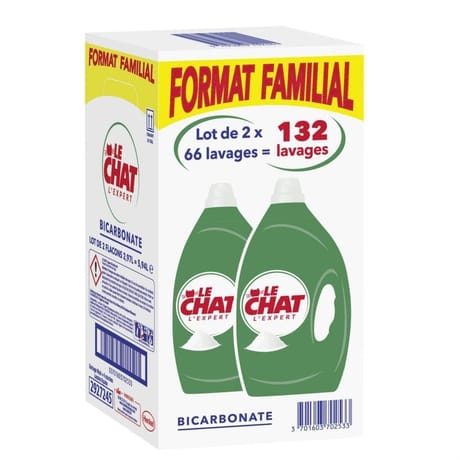 Le chat lessive bicarbonate lot de 2 x 66 lavages 5.94l