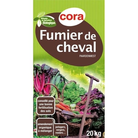 Cora fumier de cheval  20kg utilisable en agriculture biologique