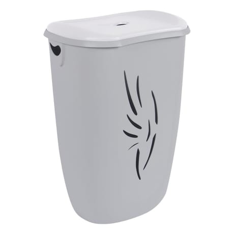 Eda coffre à linge flora gris béton/blanc céruse 40l