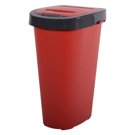 Poubelle city push 25l - rouge rubis cadre anthracite
