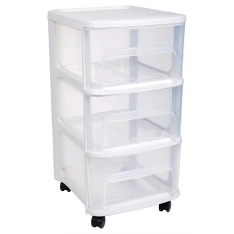 Eda tour de rangement city 3 tiroirs gm+ roulettes blanc ceruse