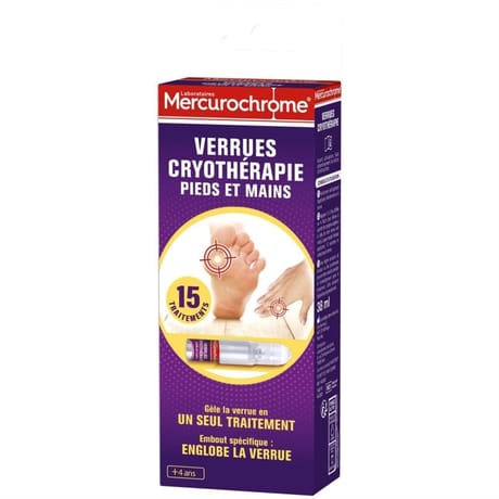 Mercurochrome cryothérapie verrues pieds et mains 38 ml
