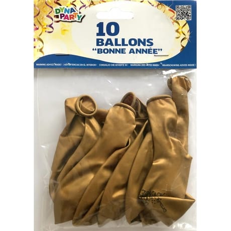 Ballons x10 latex prestige or imprimes bonne annee