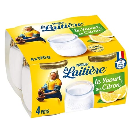 La Laitière Yaourt au lait entier citron 4x125g