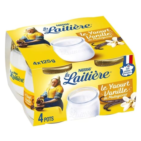 La Laitière Yaourt au lait entier vanille 4x125g