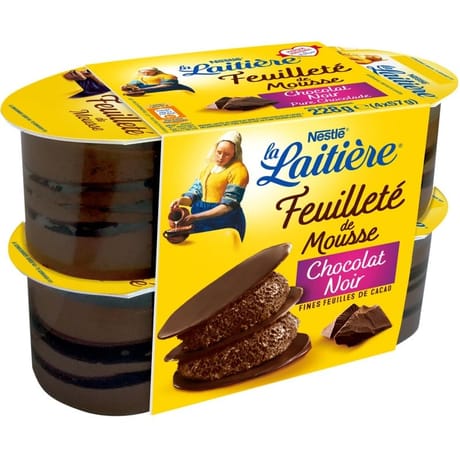 La Laitière feuilleté de mousse chocolat noir 4x57g