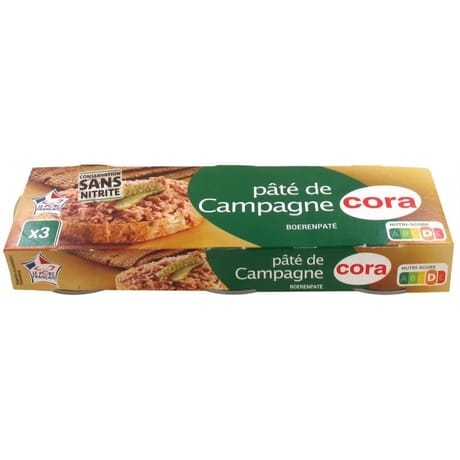 Cora pâté de campagne 3 x 78g