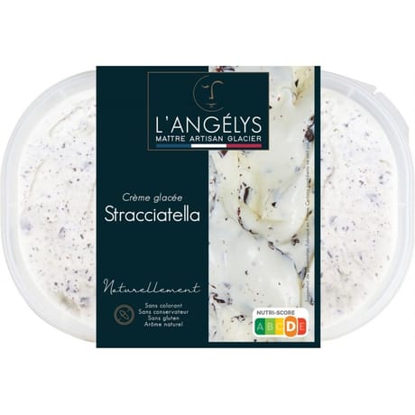 L'angelys crème glacée stracciatella bac 750ml 500g