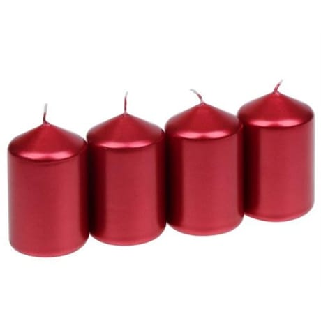 Bougies x 4, 8cm rubis