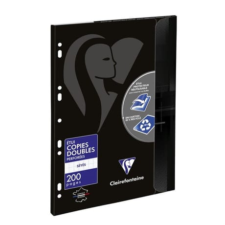 Clairefontaine copies doubles blanches perforées A4 200 pages seyes 90g