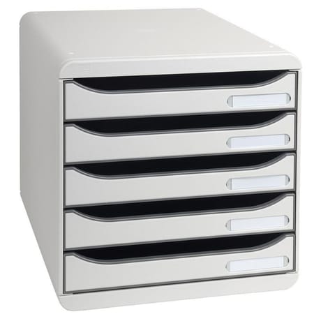 Exacompta big box module classement 5 tiroirs opaque gris punchy