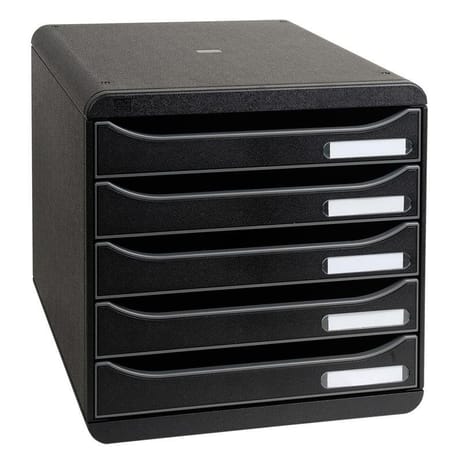 Exacompta big box module classement 5 tiroirs opaque noir punchy