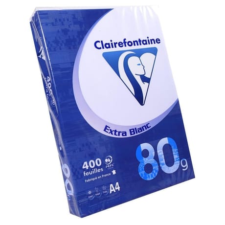 Clairefotaine ramette de papier extra blanc a4 400 feuilles 80 grammes