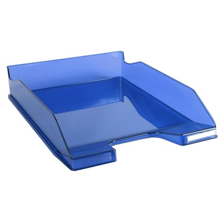 Exacompta corbeille a courrier pp translucide bleu royal punchy